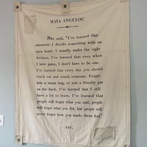 SugarBoo Co Maya Angelou Canvas Quote Tapestry—Retails for $160!
46” x 57”